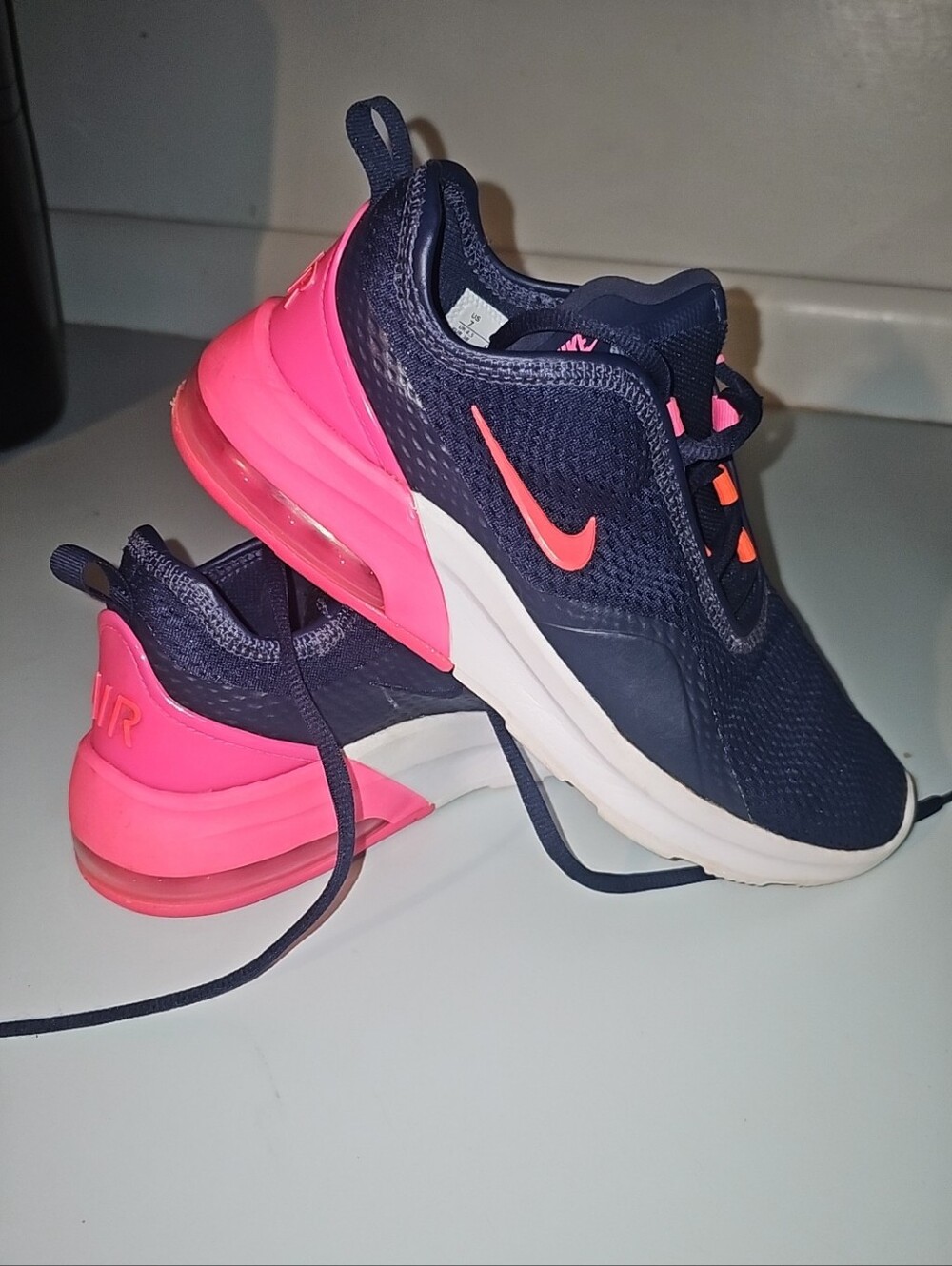 Nike Air Max 270 React - Navy and Pink Women's 7